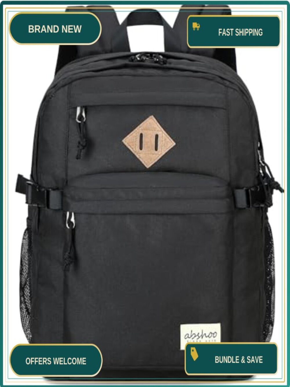 32L Water Resistant Polyester Laptop Backpack for School College Travel Daypack